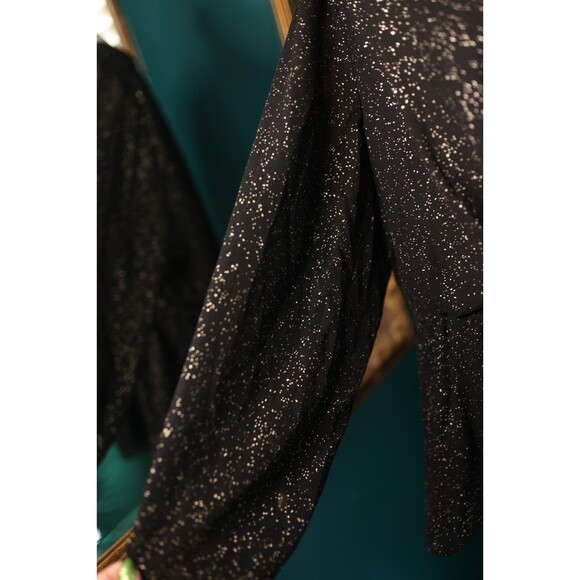 Lane Bryant Peplum Top 20 Black Gold Sparkle Sheer Sleeves Whimsigoth Fairy - Picture 3 of 11